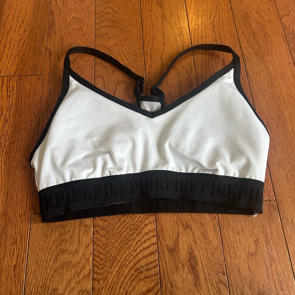 PINK Victoria's Secret Black and White Sports Bra